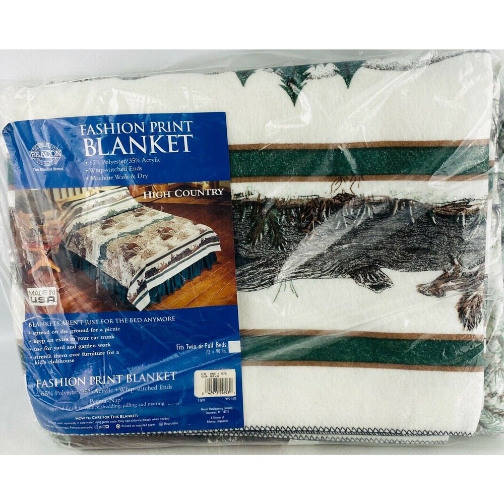 Beacon Fashion Print Blanket High Country Deer‎ Fits Twin or Full Bed 72x90